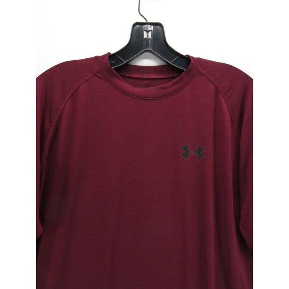 Under Armour Shirt Medium Red Gym Running Logo Pullover Top Preppy - Picture 2 of 11
